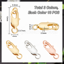 30 шт. 3-х цветные латунные карабины-клешни&nbsp;FIND-PH0010-88