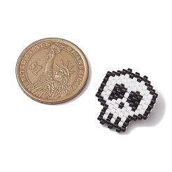 Хэллоуин череп стеклянный бисер брошь&nbsp;JEWB-BR00166