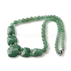 Натуральный зеленый авантюрин ограненный нагрудник градуированные бусины ожерелья для женщин NJEW-B128-01K