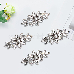 6 pieza de rhinestone de vidrio con purpurina y fijación en caliente con forma de flor&nbsp;DIY-GF0014-62A