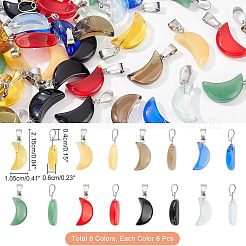 48 pendentif en verre peint par pulvérisation transparent et imitation jade&nbsp;GLAA-FH0001-39