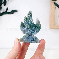 Figuritas con forma de llama talladas de ágata de musgo natural&nbsp;PW-WG95540-01