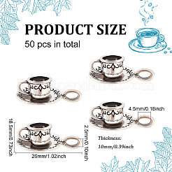 50 pendentif en alliage de style tibétain en forme de tasse à café&nbsp;TIBEP-DC0001-02
