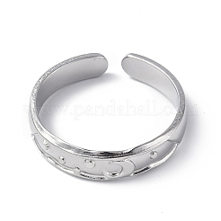 Offener Manschettenring aus anlaufgeschütztem 304 Edelstahl mit Halbmond-Motiv für Damen&nbsp;RJEW-C046-01P