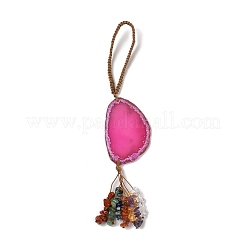 Decoraciones colgantes de rodajas de ágata natural&nbsp;HJEW-K046-03C