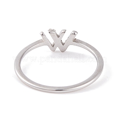 Anello da dito in acciaio inossidabile 304 con lettera W per donna&nbsp;RJEW-C086-07-P