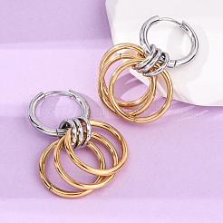 Двухцветные серьги-кольца из нержавеющей стали 304&nbsp;LS-EJEW-A136-01D-GP