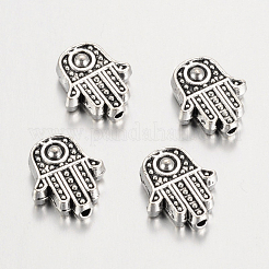 Tibetanische Artlegierung hamsa Hand / Hand von Fatima / Hand von miriam Perlen&nbsp;TIBEB-7722-AS-RS