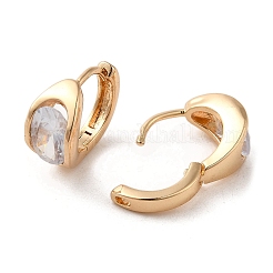 Серьги-кольца из латуни с микропаве из светлого золота и циркония&nbsp;EJEW-C073-09D-KCG