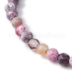 Braccialetti da donna con perline di agata naturale craquelé di fuoco tinto&nbsp;BJEW-JB09993