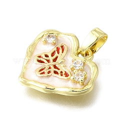 Латунные микропроволочные кубические циркониевые подвески из эмали&nbsp;KK-V007-41G-02