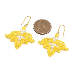 Orecchini pendenti con perle di vetro&nbsp;EJEW-MZ00285-03