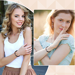 Регулируемые браслеты из круглых бусин натурального желтого тигрового глаза и обсидиана&nbsp;BJEW-WH0023-97