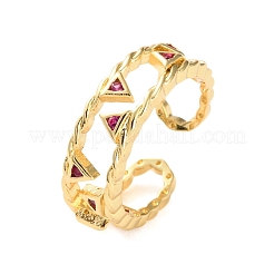 Anelli aperti da donna con micro pavé di zirconi cubici in ottone placcato a cremagliera&nbsp;RJEW-U026-05G-01