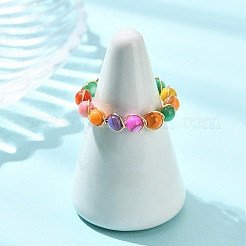 Gefärbte natürliche Süßwassermuschelperlen-Fingerringe&nbsp;RJEW-JR01051-01