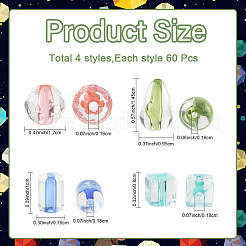 240шт 4 стиля прозрачные акриловые бусины&nbsp;TACR-YW0003-47