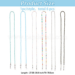 6 шт. 6 стиля стеклянных цепочек для очков&nbsp;AJEW-GF0011-56