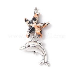 7 шт. 7 стиля синтетических окрашенных бирюзовых морских звезд и сплава морских животных&nbsp;PALLOY-JF03754-06