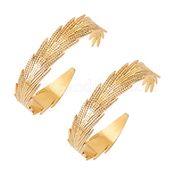 2 шт. браслет-манжета из нержавеющей стали 304 с перьями&nbsp;BJEW-PH0004-41