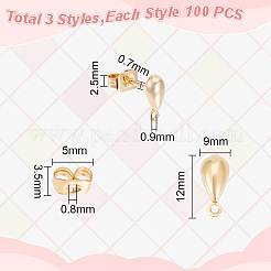 100 шт. латунная фурнитура для сережек-гвоздиков в форме капли&nbsp;DIY-GO0001-15