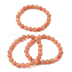 Braccialetti elasticizzati da donna con perline rotonde di calcedonio naturale di grado A&nbsp;GG-CBA3F02-14A-01