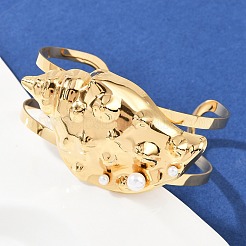 Браслеты-манжеты из нержавеющей стали 304 для женщин&nbsp;BJEW-A049-04F-G