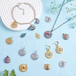 16 шт. 8 подвески в виде глаз из нержавеющей стали 304 со стразами&nbsp;STAS-SZ0002-85P