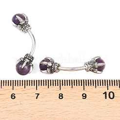 Кольца для живота в форме драконьего когтя из нержавеющей стали 316 с шариками из натурального камня&nbsp;AJEW-C044-06AS-02