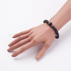 Pulseras elásticas con cuentas de roca de lava natural&nbsp;BJEW-JB02618-01