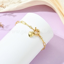 Armbänder mit herzförmigem Messinganhänger und Büroklammerkette für Damen&nbsp;BJEW-JB14258