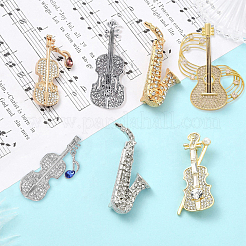 7 шт. 7 стиля музыкальные инструменты сплав горный хрусталь лацкан булавки для рюкзака одежда&nbsp;JEWB-CJ0001-91