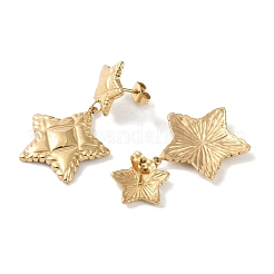 Серьги-подвески из нержавеющей стали 304 с текстурной звездой&nbsp;EJEW-L283-018G