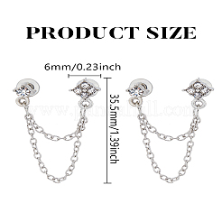 1 paire de boucles d'oreilles à tige en alliage de zinc avec strass en cristal pour femme&nbsp;EJEW-LP0004-69P