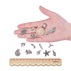 Tibetischer stil Aluminium Anhänger & Charms&nbsp;PALLOY-PH0012-23-WH