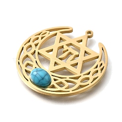 Подвески из синтетической бирюзы в виде звезды Давида и символа чая&nbsp;LS-STAS-S178-08G