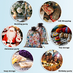 50 шт. подарочные мешочки для хранения из органзы с завязками и золотым тиснением в виде луны и звезд&nbsp;OP-BBC0001-03B-02