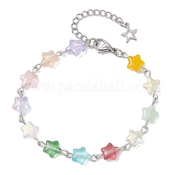 Браслеты-цепочки из стеклянных бусин-звездочек&nbsp;BJEW-JB12730