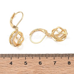 Boucles d'oreilles à levier en laiton avec zircons cubiques transparents à micro pavé&nbsp;KK-CBA4112-09G
