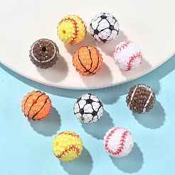 10 шт. 5-х цветные бусины из непрозрачной акриловой смолы на спортивную тематику&nbsp;MACR-FS0002-05