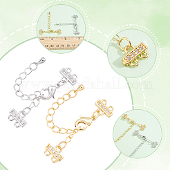4 pz. 2 colori ottone micro pavé trasparente zirconia cubica estremità con catene&nbsp;FIND-BBC0005-22B