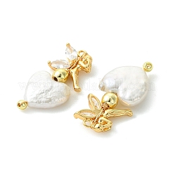 Pendentifs en forme de cœur avec micro-pavés de zircone cubique en laiton féerique&nbsp;PALLOY-JF05524