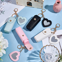 4 шт. 4-цветный брелок-подставка для помады из искусственной кожи в форме сердца&nbsp;KEYC-CL0001-35