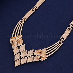 Комплекты цепочек и серег-гвоздиков из сплава ромбов с кристаллами и стразами&nbsp;FS-WG42A89-01