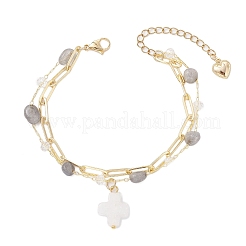 Braccialetti multistrato con perline di labradorite naturale&nbsp;BJEW-JB12217-03