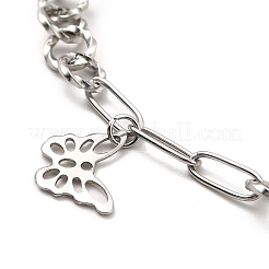 Bracciale con ciondolo in acciaio inossidabile 304 con catene a maglie per donna&nbsp;BJEW-C0025-06