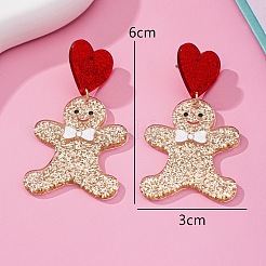 Акриловые серьги-гвоздики в виде пряничного человечка&nbsp;FS-WG762D1-01