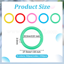 250 pz. 5 anelli per rilegatura di libri a fogli mobili in plastica colorati&nbsp;KY-OC0001-49