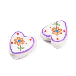 Perles de porcelaine à motifs floraux&nbsp;PORC-A033-01G