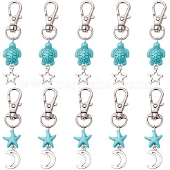 20 pendentif décoratif en forme d'étoile de mer et de tortue synthétique turquoise&nbsp;HJEW-CP0001-43A