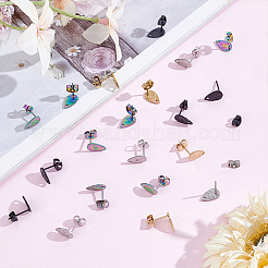 48 pieza de accesorios para pendientes de acero inoxidable 304 de 4 colores&nbsp;STAS-ME0001-30
